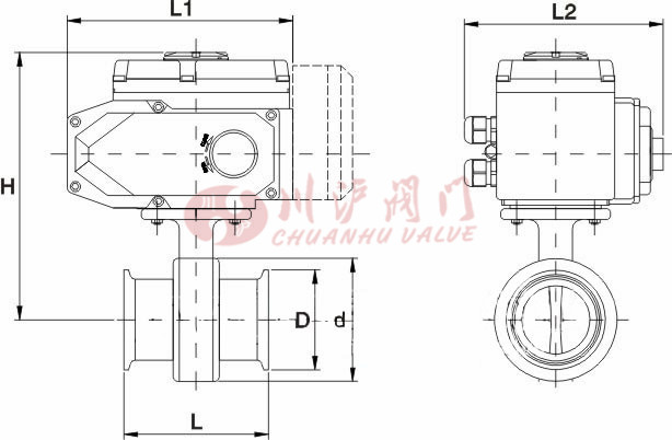 D981X電動衛(wèi)生級蝶閥結構圖