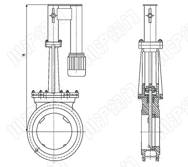 PZ273X、PZ273F、PZ273H、PZ273Y_電液動刀型閘閥結(jié)構(gòu)圖