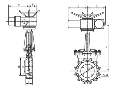 PZ973H、PZ973F、PZ973Y_電動刀閘閥結(jié)構(gòu)圖