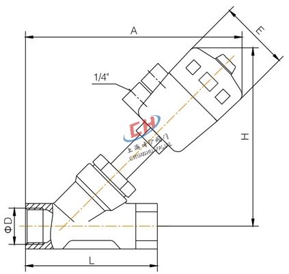 P1內(nèi)螺紋氣動角座閥結(jié)構(gòu)圖